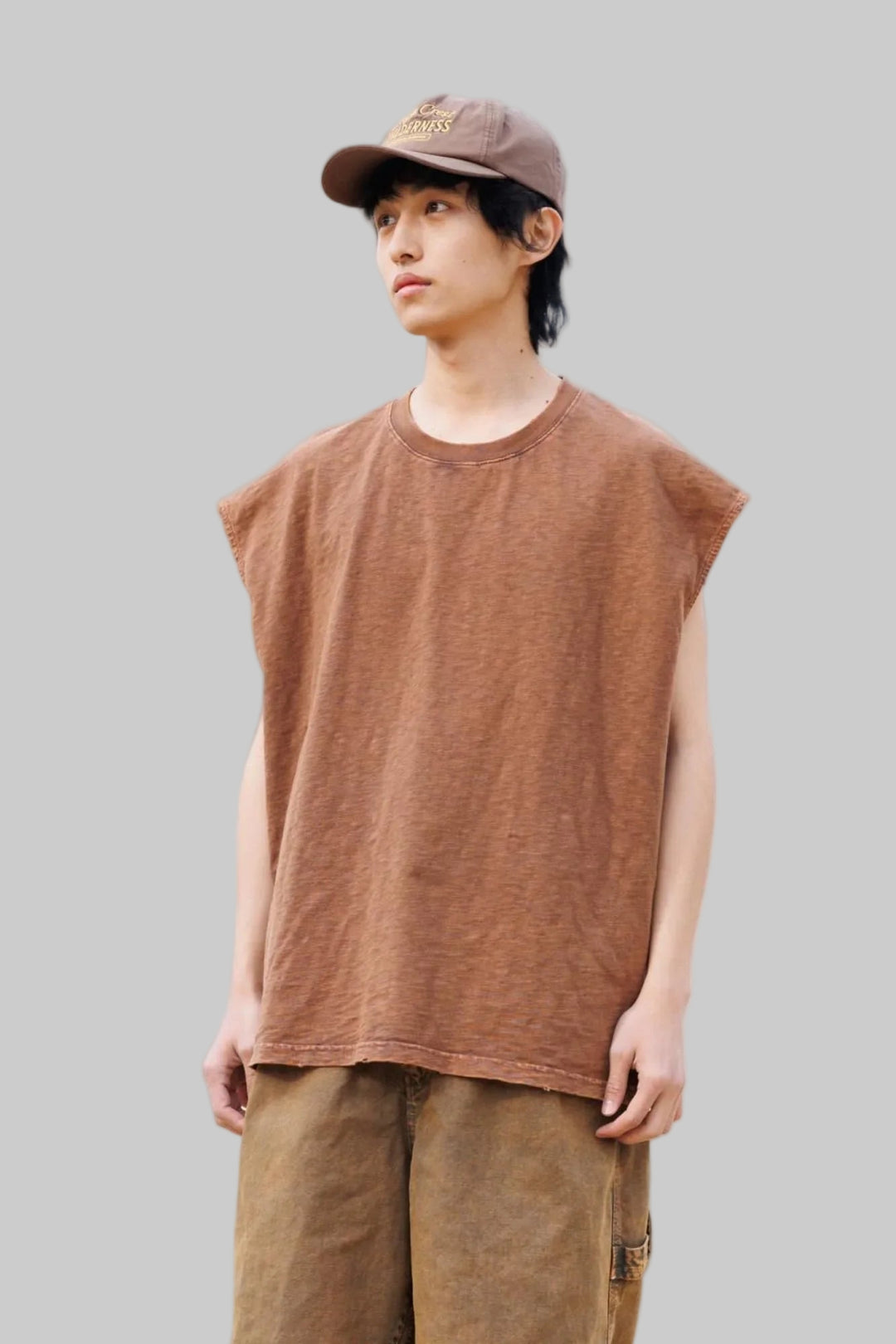 BLACKARMADA Unisex Vintage Sleeveless Tee | 100% Cotton Stone-Washed Oversized Shirt