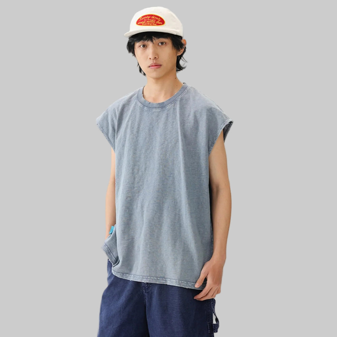 BLACKARMADA Unisex Vintage Sleeveless Tee | 100% Cotton Stone-Washed Oversized Shirt