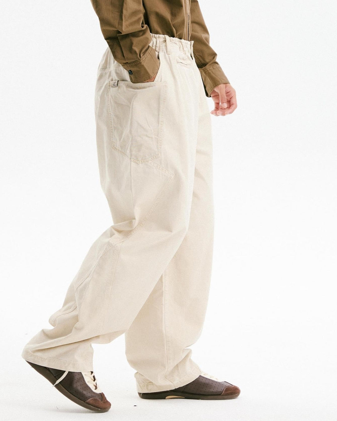 BLACKARMADA Vintage Curved Cargo Pants – Men & Women, Cotton, Adjustable Waist, Casual Workwear