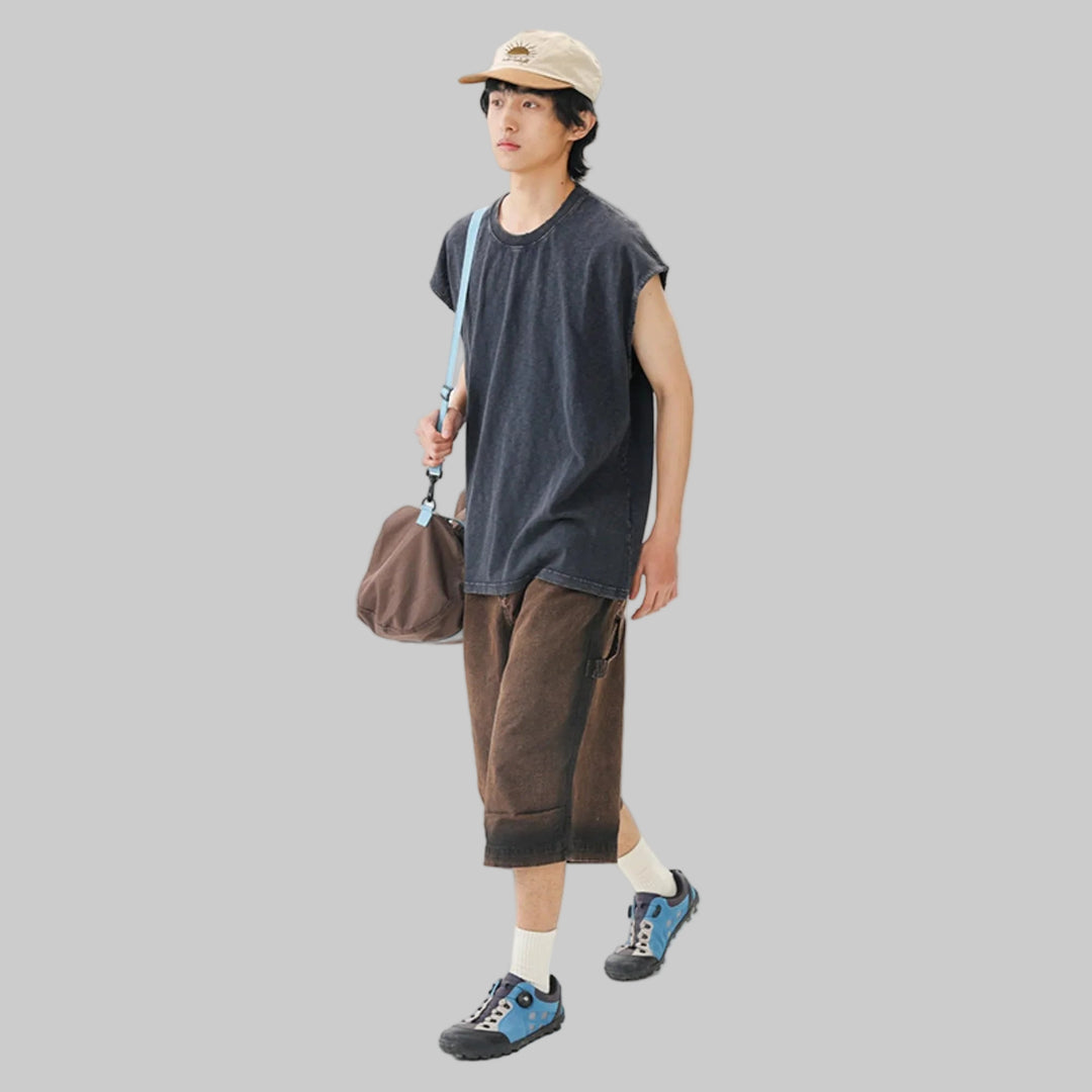 BLACKARMADA Unisex Vintage Sleeveless Tee | 100% Cotton Stone-Washed Oversized Shirt