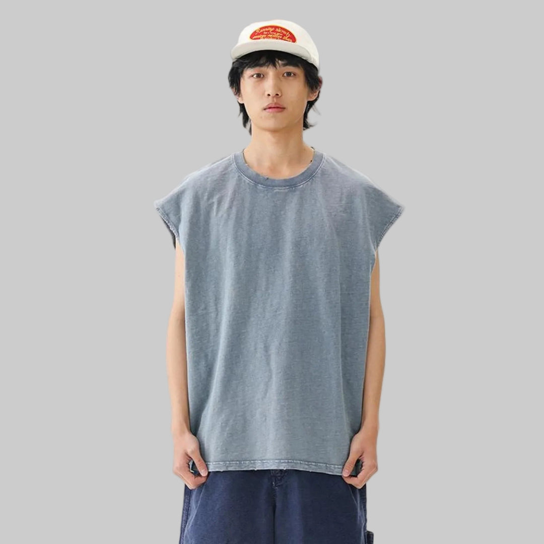 BLACKARMADA Unisex Vintage Sleeveless Tee | 100% Cotton Stone-Washed Oversized Shirt