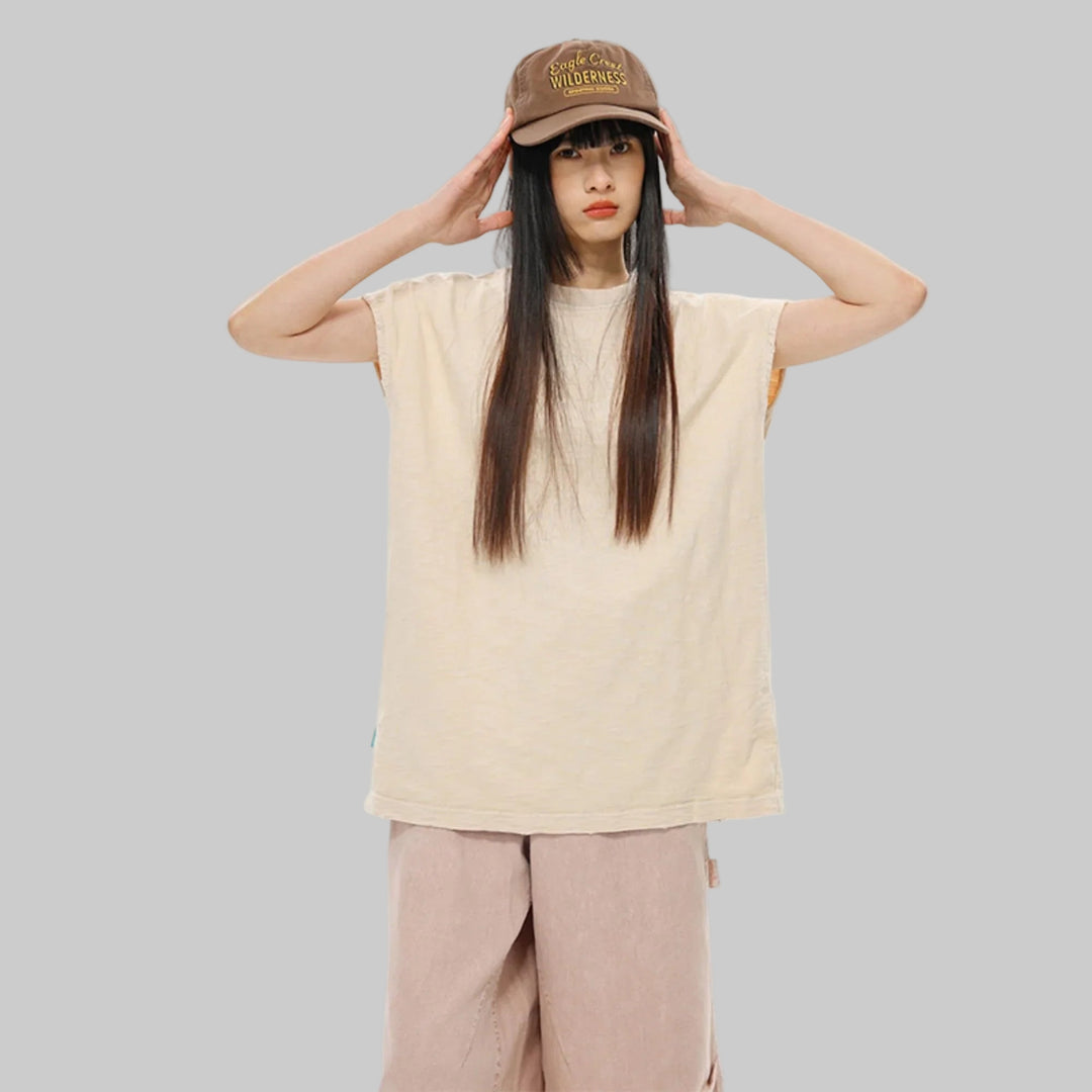 BLACKARMADA Unisex Vintage Sleeveless Tee | 100% Cotton Stone-Washed Oversized Shirt