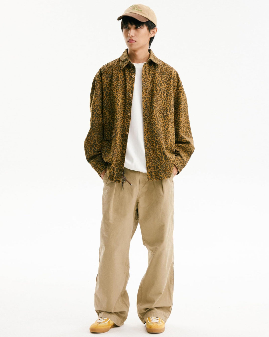BLACKARMADA Heavyweight Leopard Print Shirt Jacket β Vintage Washed Cotton, Casual Unisex Streetwear