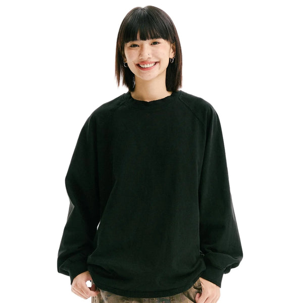 BLACKARMADA Vintage Washed Unisex Long Sleeve Tee | Relaxed Fit Cotton Shirt