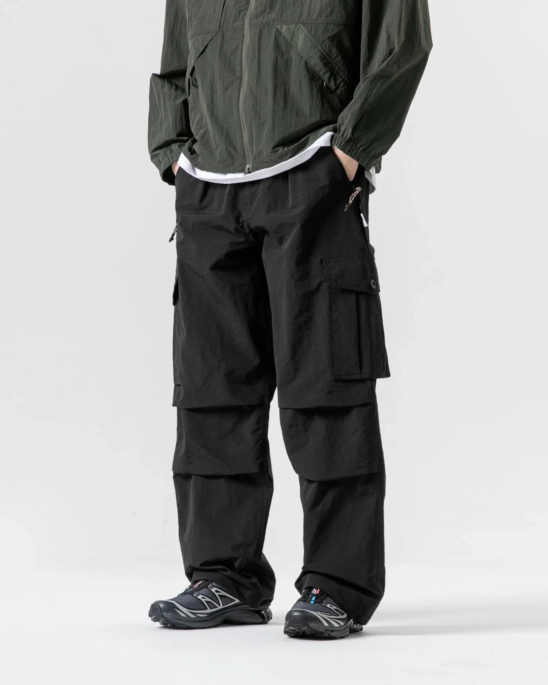 BLACKARMADA Unisex Parachute Cargo Pants ¨CQuick Dry Joggers Lightweight Waterproof Baggy Hiking & Work Pants for Men & Women