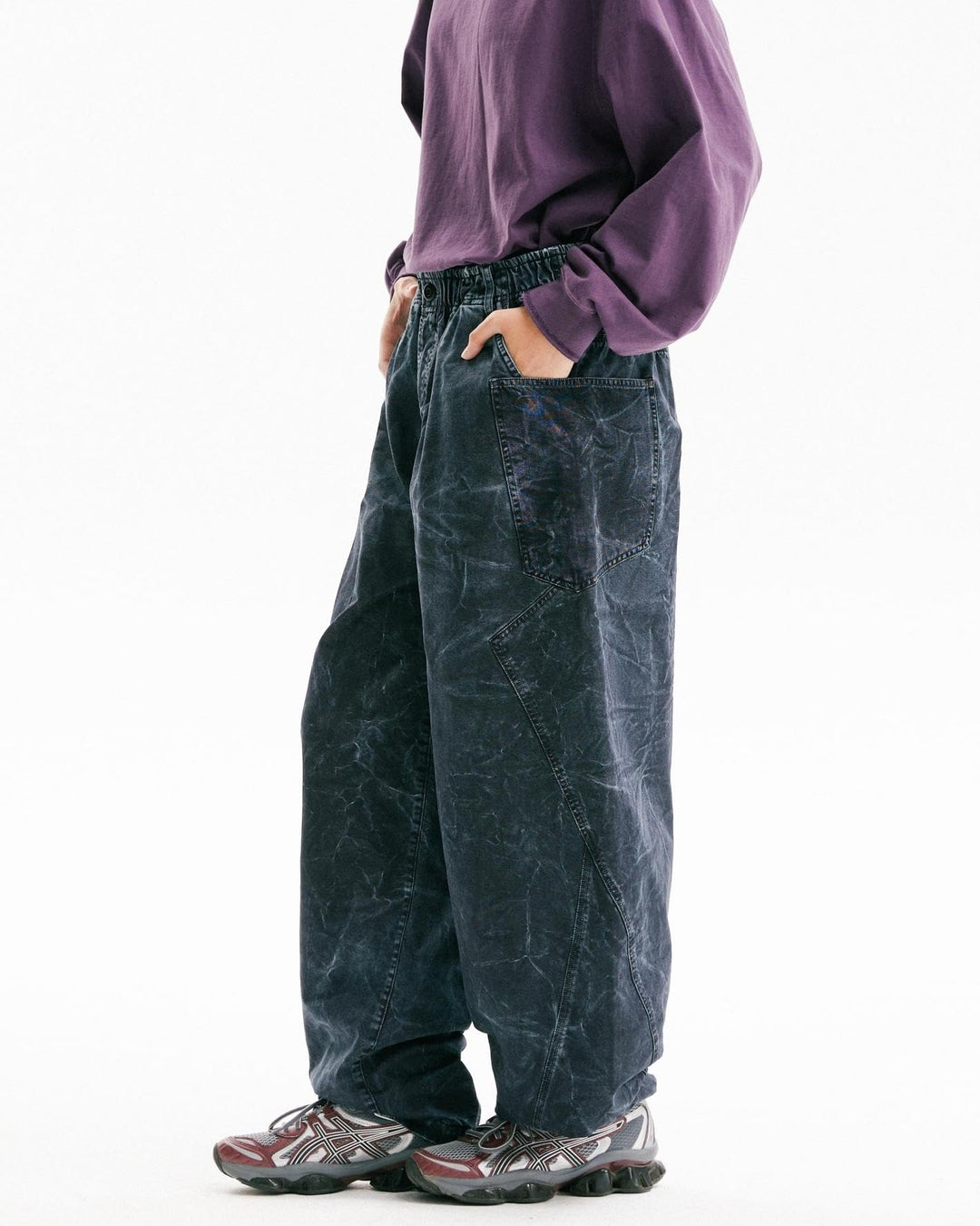 BLACKARMADA Vintage Curved Cargo Pants – Men & Women, Cotton, Adjustable Waist, Casual Workwear