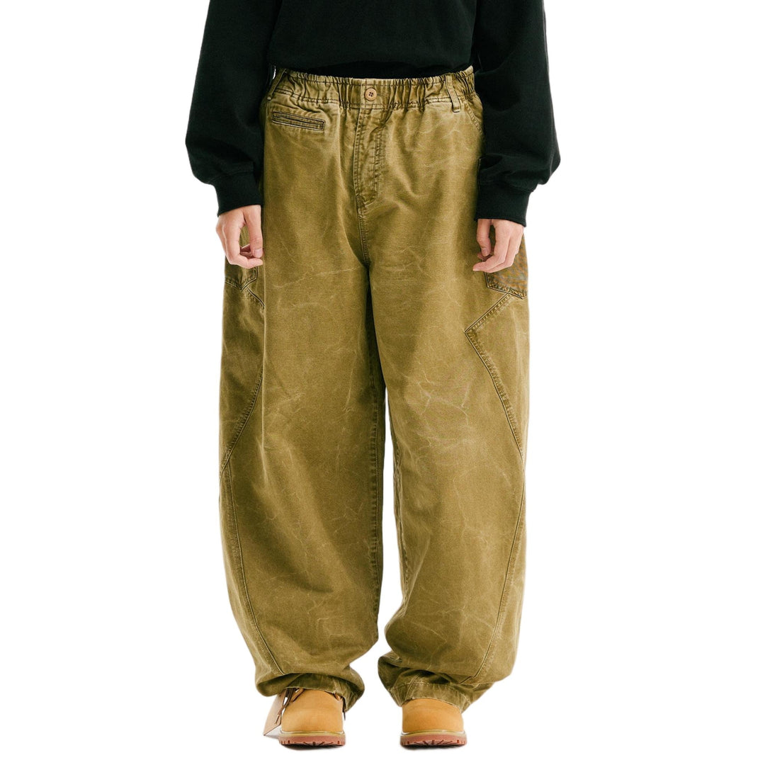 BLACKARMADA Vintage Curved Cargo Pants – Men & Women, Cotton, Adjustable Waist, Casual Workwear