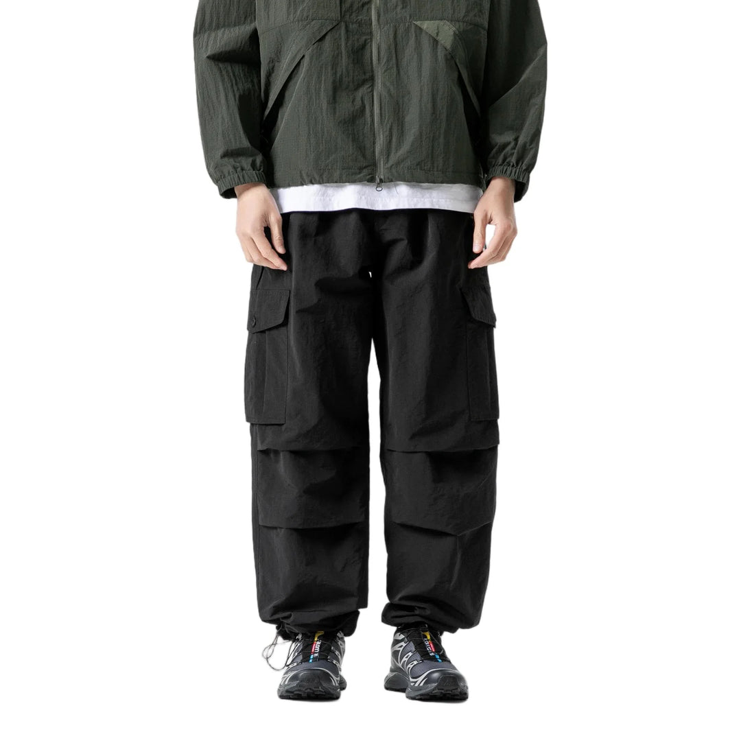 BLACKARMADA Unisex Parachute Cargo Pants ¨CQuick Dry Joggers Lightweight Waterproof Baggy Hiking & Work Pants for Men & Women