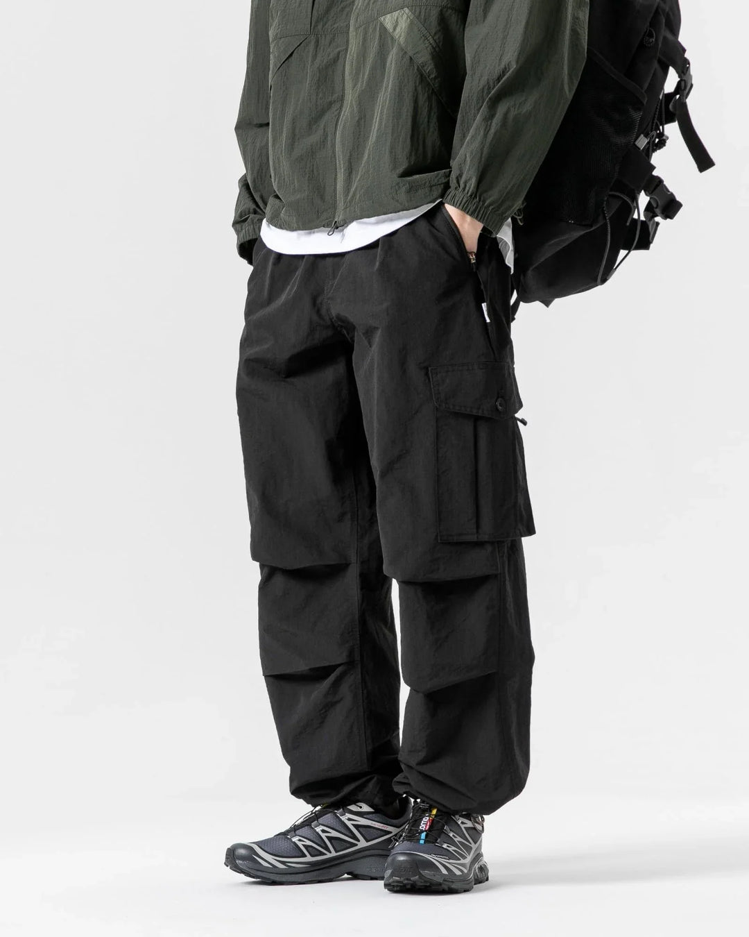 BLACKARMADA Unisex Parachute Cargo Pants ¨CQuick Dry Joggers Lightweight Waterproof Baggy Hiking & Work Pants for Men & Women