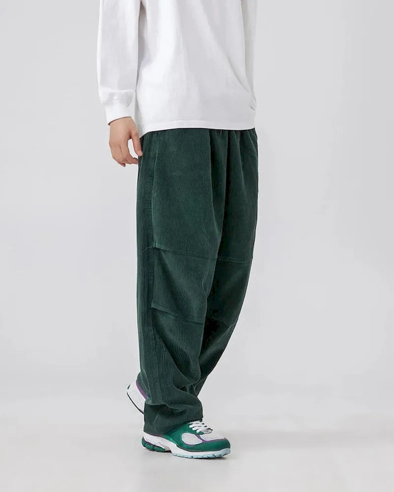 BLACKARMADA Unisex Oversized Corduroy Pants | Adjustable Waist & Cuffs, Retro Style