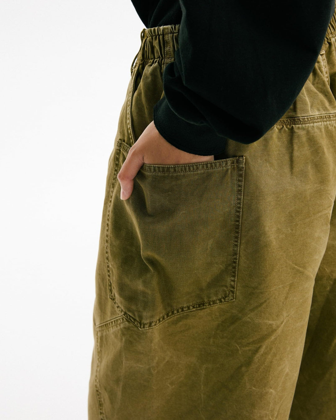 BLACKARMADA Vintage Curved Cargo Pants – Men & Women, Cotton, Adjustable Waist, Casual Workwear
