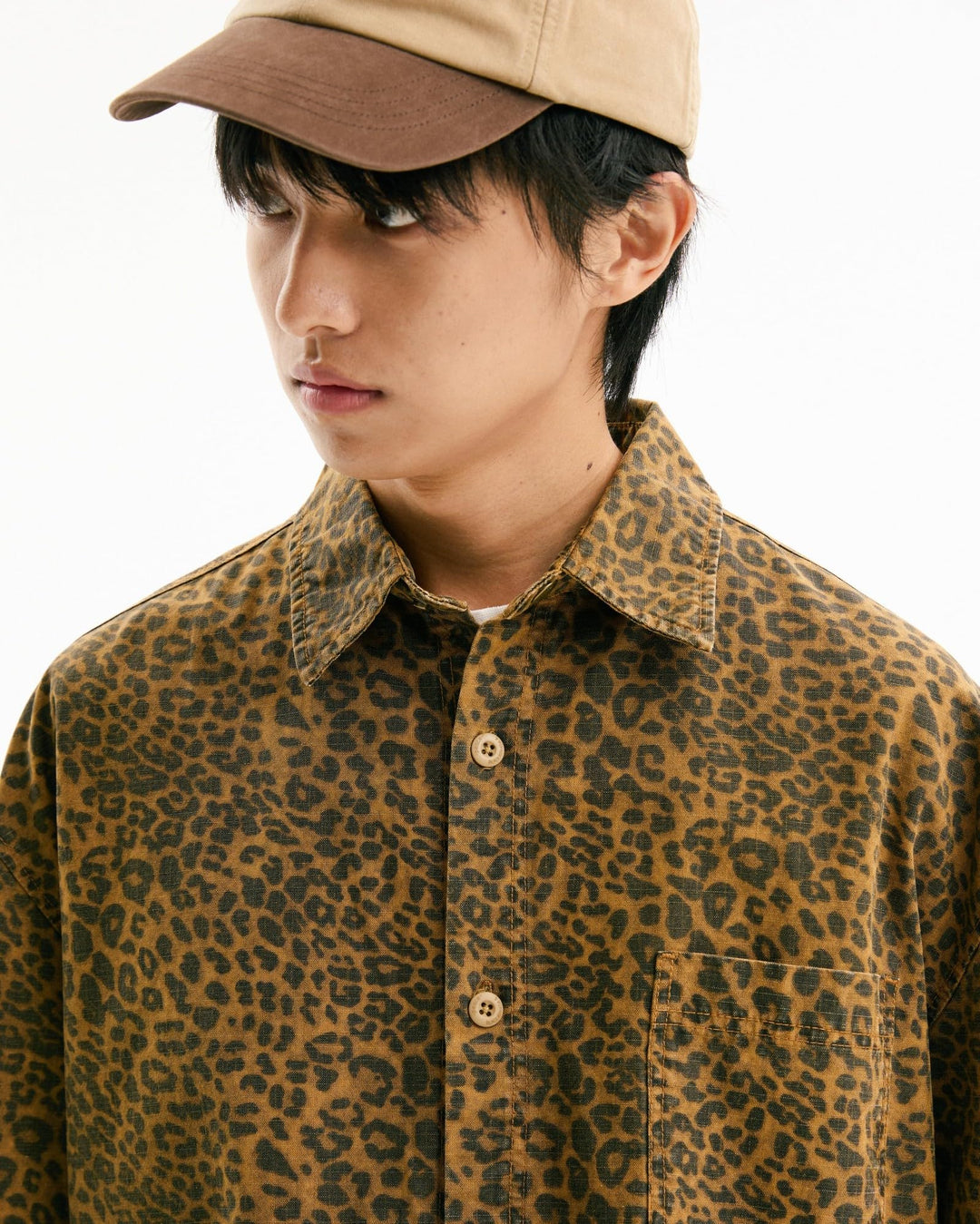 BLACKARMADA Heavyweight Leopard Print Shirt Jacket β Vintage Washed Cotton, Casual Unisex Streetwear