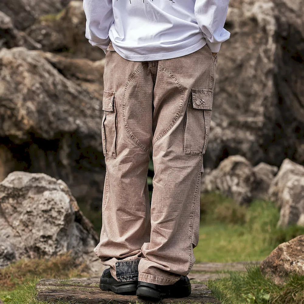 BLACKARMADA Unisex Baggy Cargo Pants β 100% Cotton, Wide Leg Work & Hiking Trousers