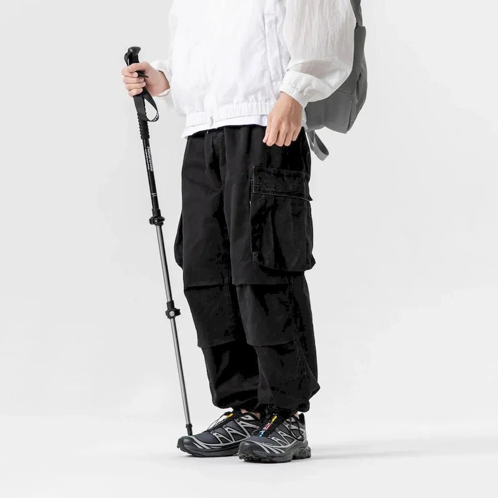 BLACKARMADA Unisex High-Waisted Baggy Cargo Pants - Stretch, Wide Leg, for Men & Women