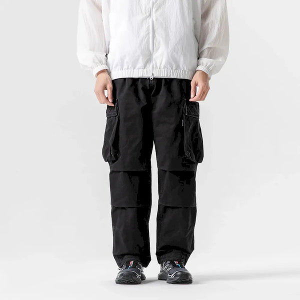 BLACKARMADA Unisex High-Waisted Baggy Cargo Pants - Stretch, Wide Leg, for Men & Women