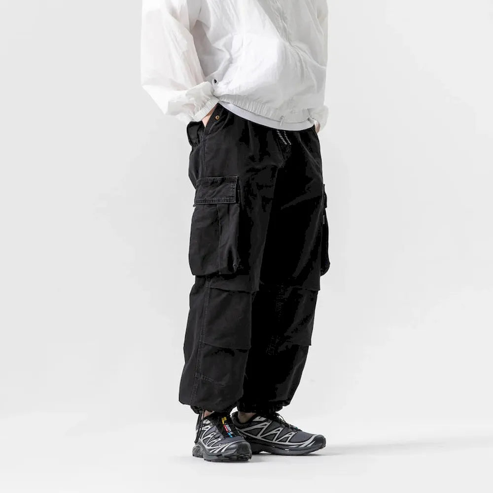 BLACKARMADA Unisex High-Waisted Baggy Cargo Pants - Stretch, Wide Leg, for Men & Women