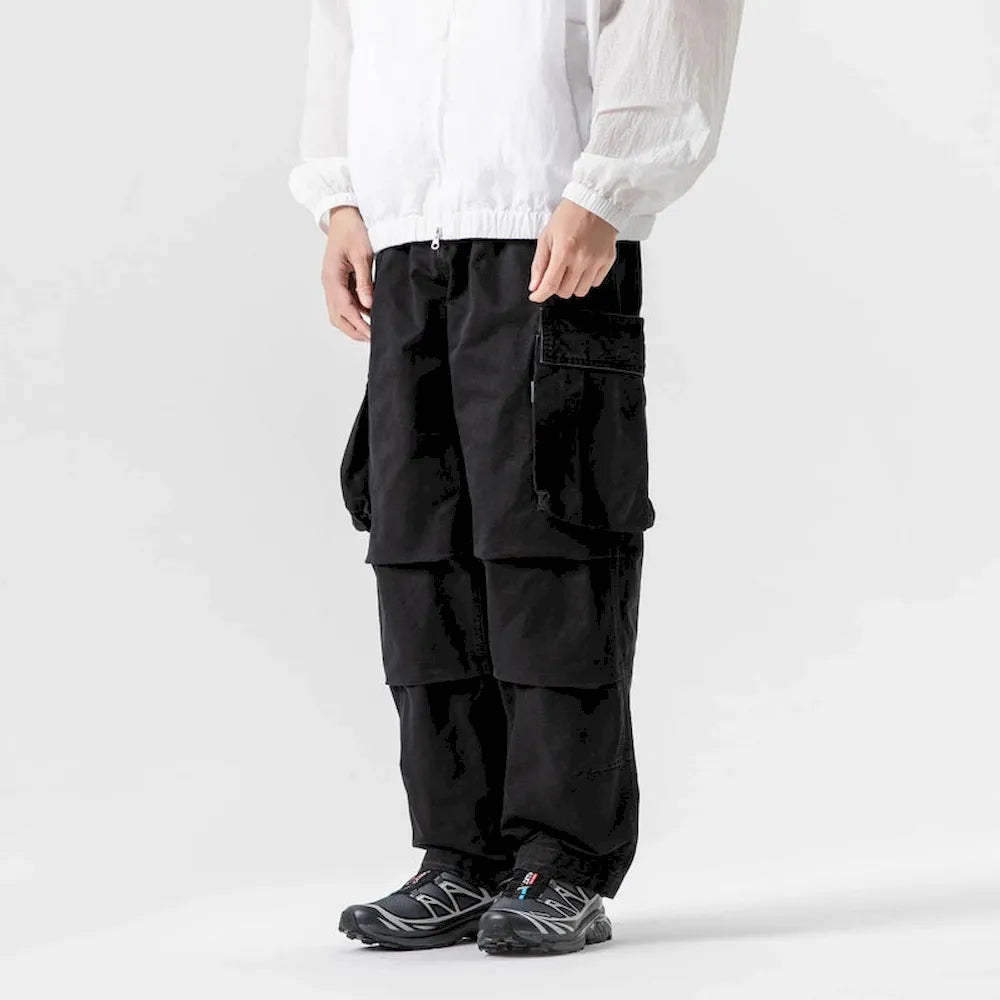 BLACKARMADA Unisex High-Waisted Baggy Cargo Pants - Stretch, Wide Leg, for Men & Women