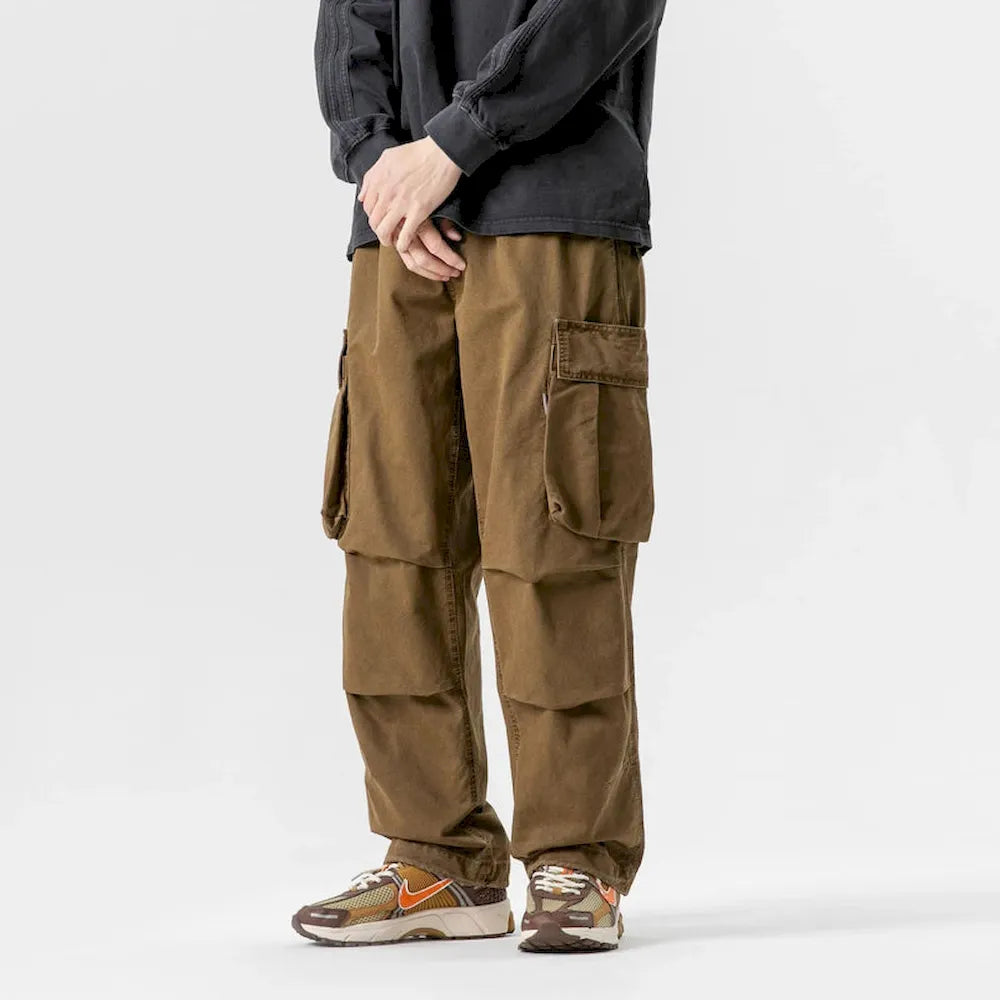 BLACKARMADA Unisex High-Waisted Baggy Cargo Pants - Stretch, Wide Leg, for Men & Women