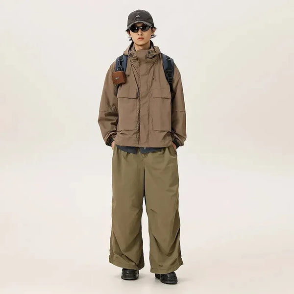 BLACKARMADA Unisex Baggy Paratrooper Pants – Lightweight Y2K Track Pants, Wide Leg