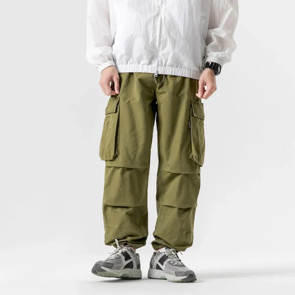 BLACKARMADA Unisex High-Waisted Baggy Cargo Pants - Stretch, Wide Leg, for Men & Women