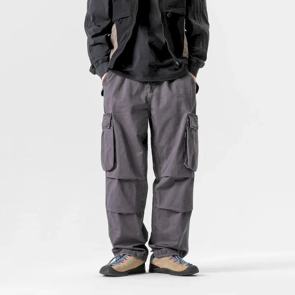 BLACKARMADA Unisex High-Waisted Baggy Cargo Pants - Stretch, Wide Leg, for Men & Women