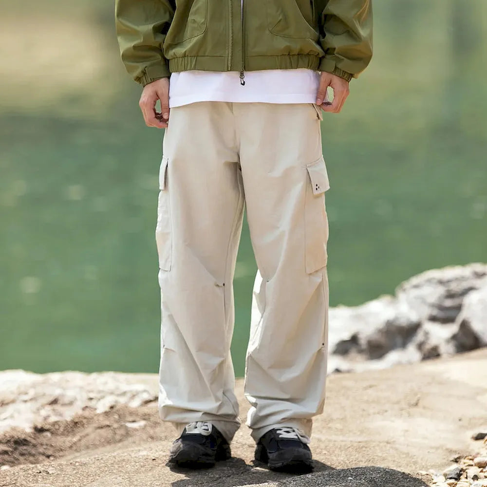BLACKARMADA Unisex Baggy Parachute Cargo Pants โ Lightweight, Wide Leg Work & Hiking