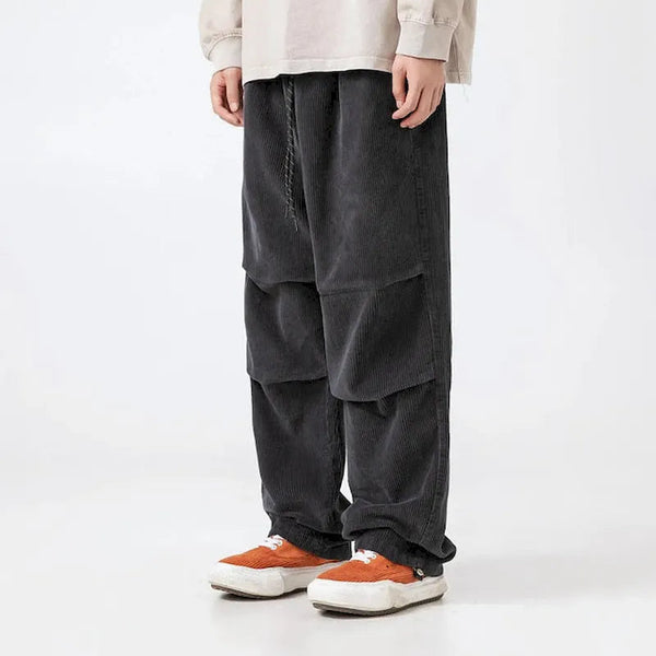 BLACKARMADA Unisex Oversized Corduroy Pants | Adjustable Waist & Cuffs, Retro Style