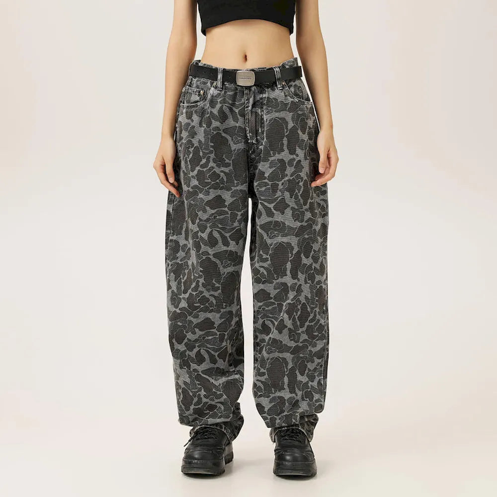 BLACKARMADA Unisex Camo Baggy Work Pants – Vintage Washed Heavy Cotton, Straight Leg