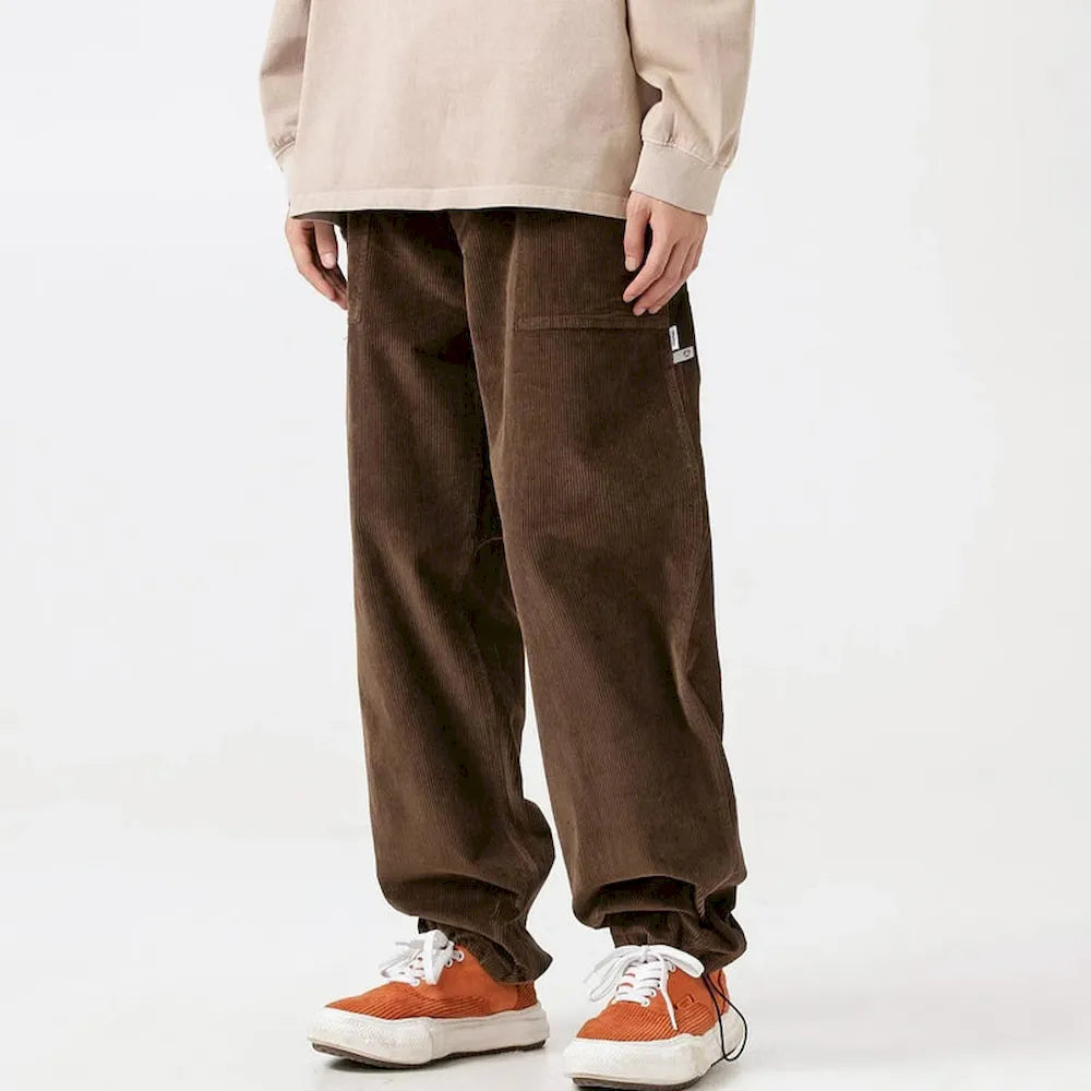 BLACKARMADA Men's Corduroy Work Pants | Retro Washed Relaxed Fit Cotton Spandex