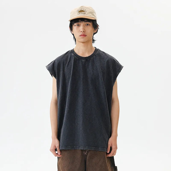 BLACKARMADA Unisex Vintage Sleeveless Tee | 100% Cotton Stone-Washed Oversized Shirt