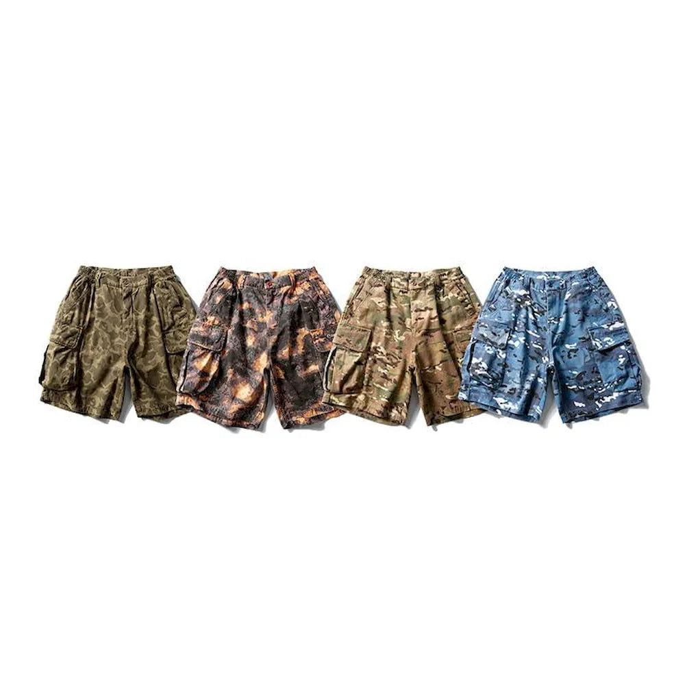 BLACKARMADA Unisex Camo Cargo Oversized Shorts – Multi-Pocket Baggy Outdoor Work Shorts