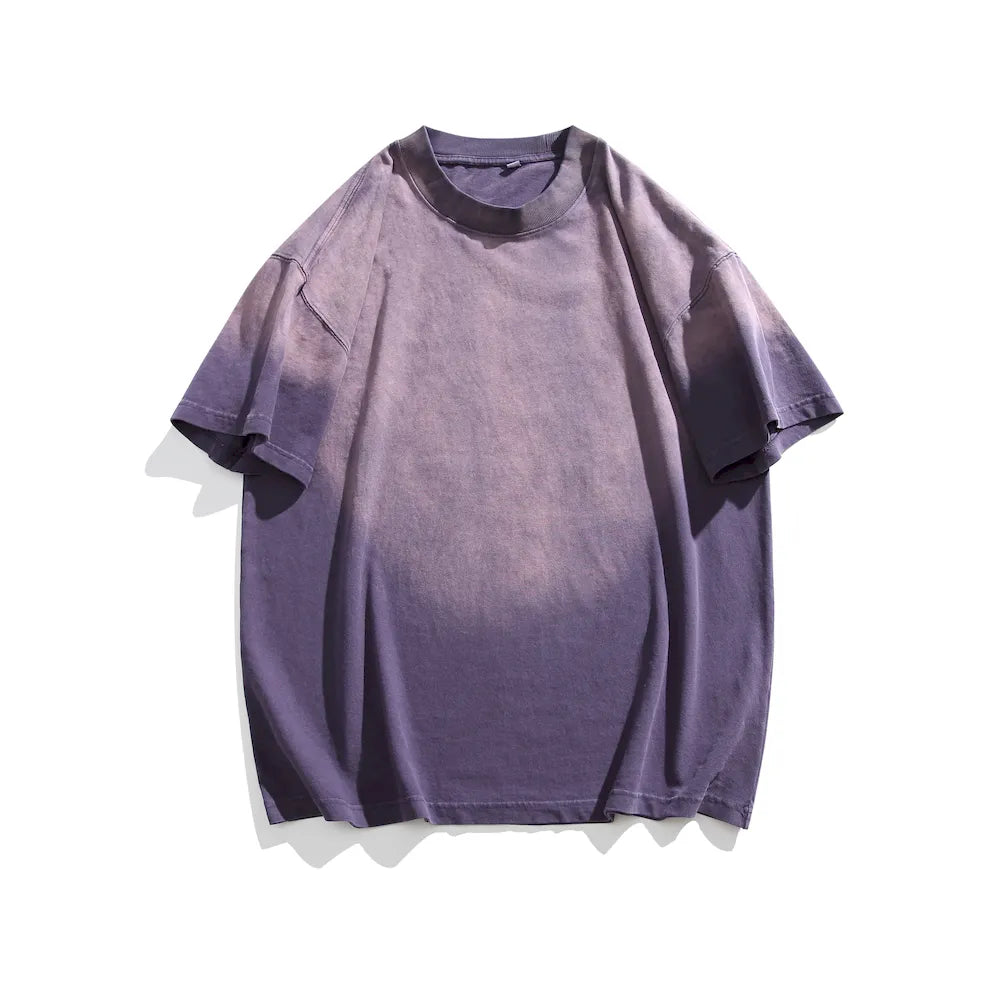 BLACKARMADA Unisex Gradient Dyed Cotton T-Shirt - Vintage Streetwear for Casual & Outdoor Wear