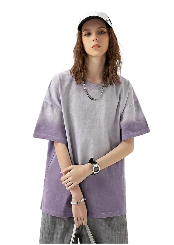 BLACKARMADA Unisex Gradient Dyed Cotton T-Shirt - Vintage Streetwear for Casual & Outdoor Wear