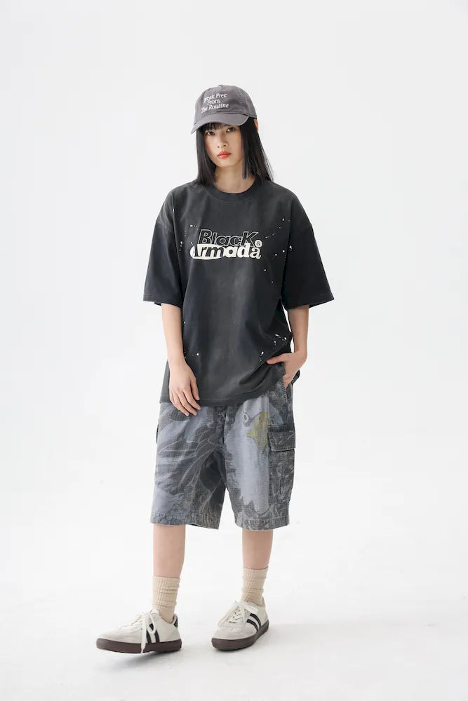 BLACKARMADA Unisex Oversized Cotton Tee - Retro Streetwear Design for Everyday Wear