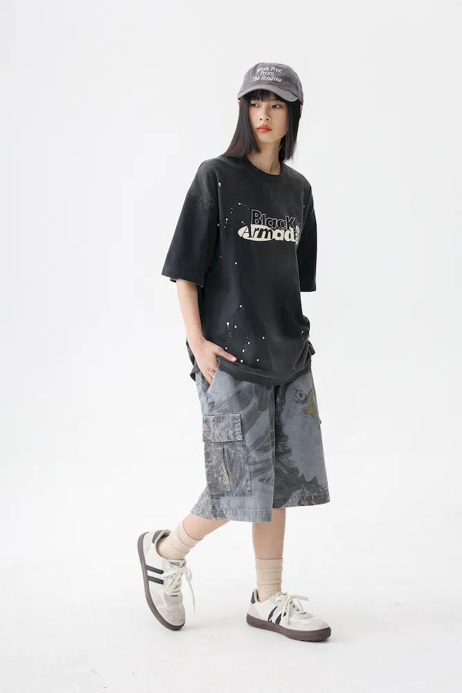 BLACKARMADA Unisex Oversized Cotton Tee - Retro Streetwear Design for Everyday Wear