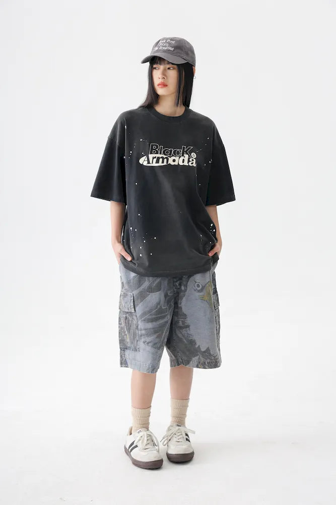 BLACKARMADA Unisex Oversized Cotton Tee - Retro Streetwear Design for Everyday Wear