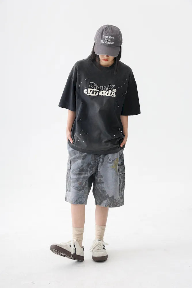BLACKARMADA Unisex Oversized Cotton Tee - Retro Streetwear Design for Everyday Wear