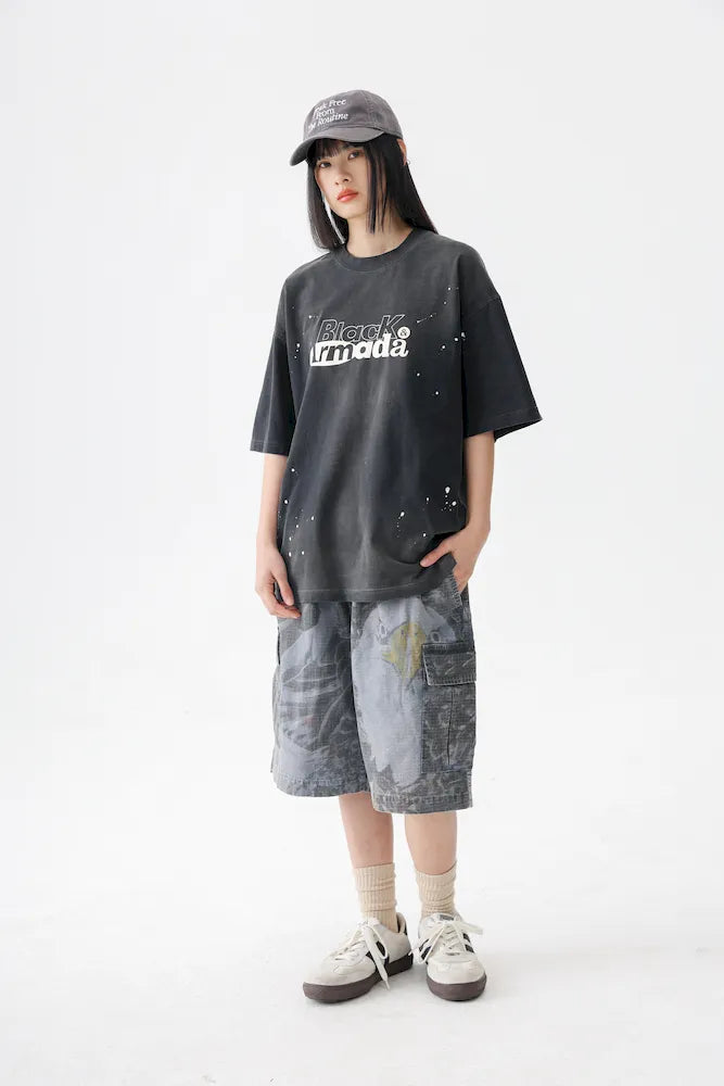 BLACKARMADA Unisex Oversized Cotton Tee - Retro Streetwear Design for Everyday Wear