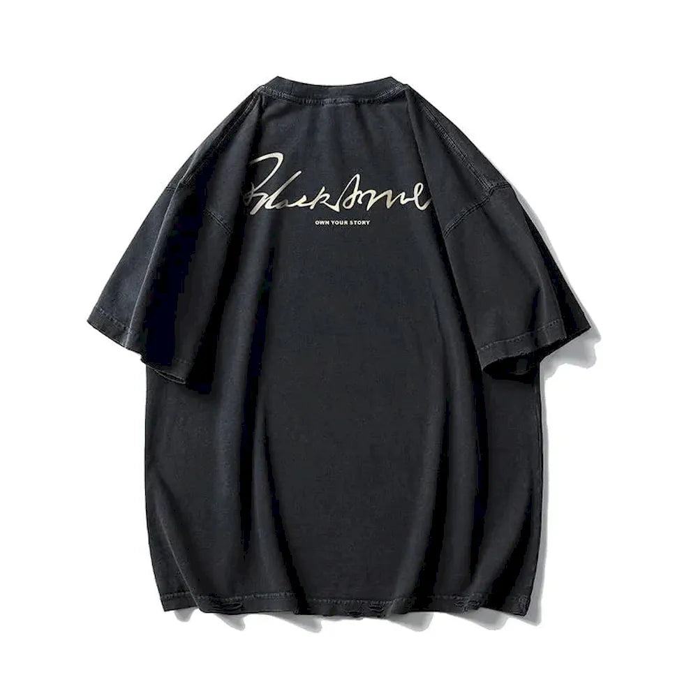 BLACKARMARA Unisex Casual T-Shirt,Bold Contrast Print,Signature Design,Relaxed Fit for Everyday&Summer