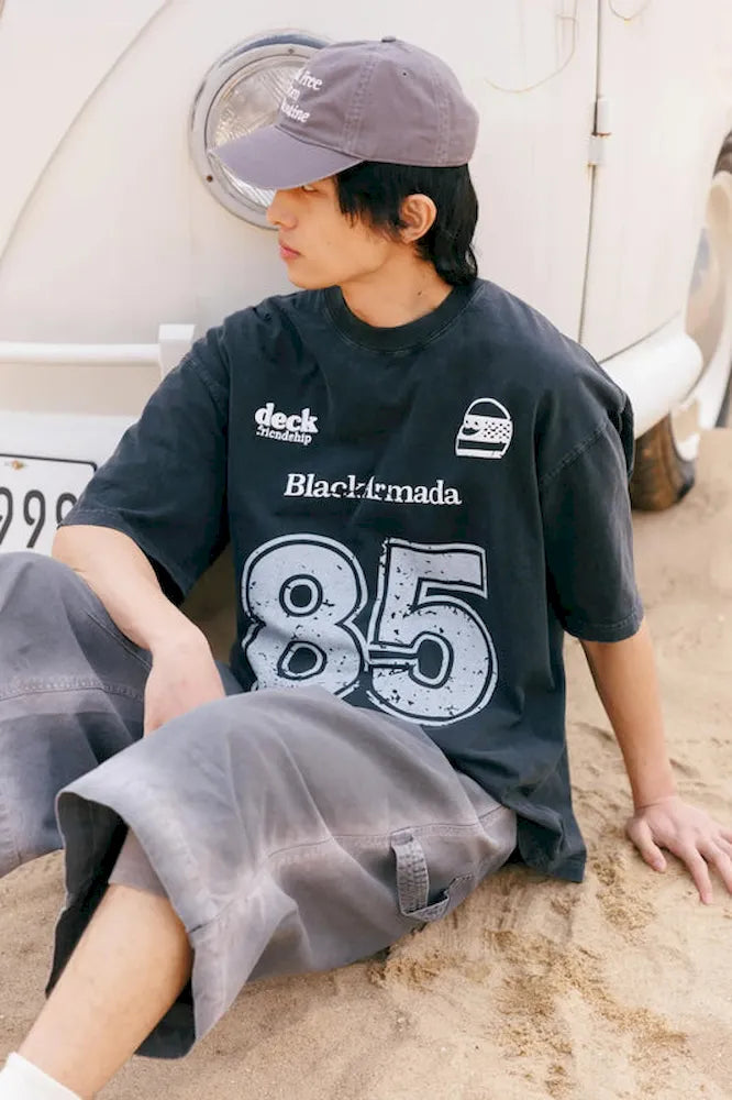 BLACKARMADA Retro "85" Foam Print Unisex T-Shirt - 100% Cotton Oversized Tee