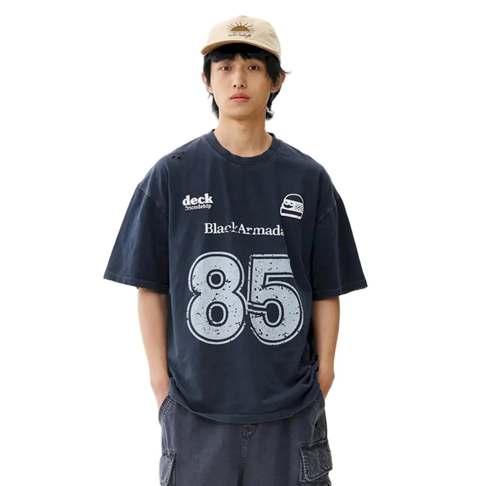 BLACKARMADA Retro "85" Foam Print Unisex T-Shirt - 100% Cotton Oversized Tee