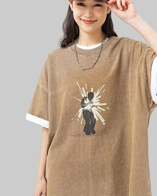 BLACKARMADA Unisex Heavyweight Oversized T-Shirt-100% Cotton, Night-Glo Graphic & Retro