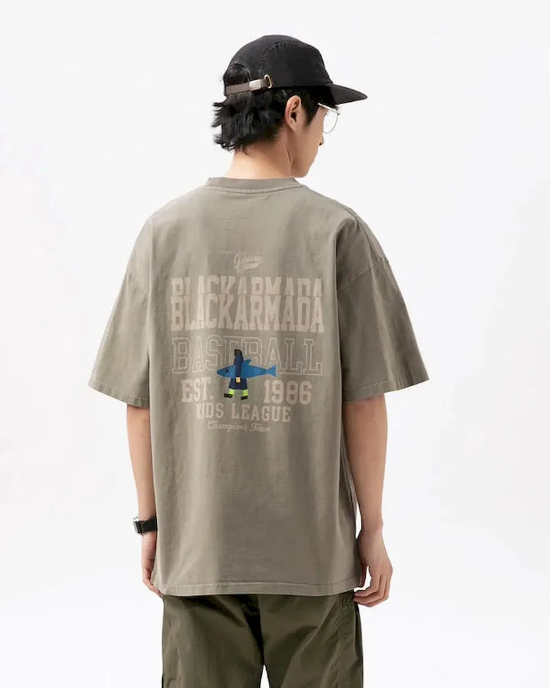 BLACKARMADA Unisex Oversized T-Shirt - 100% Cotton Breathable Tee with Retro Graphic, Casual Streetwear for Men and Women