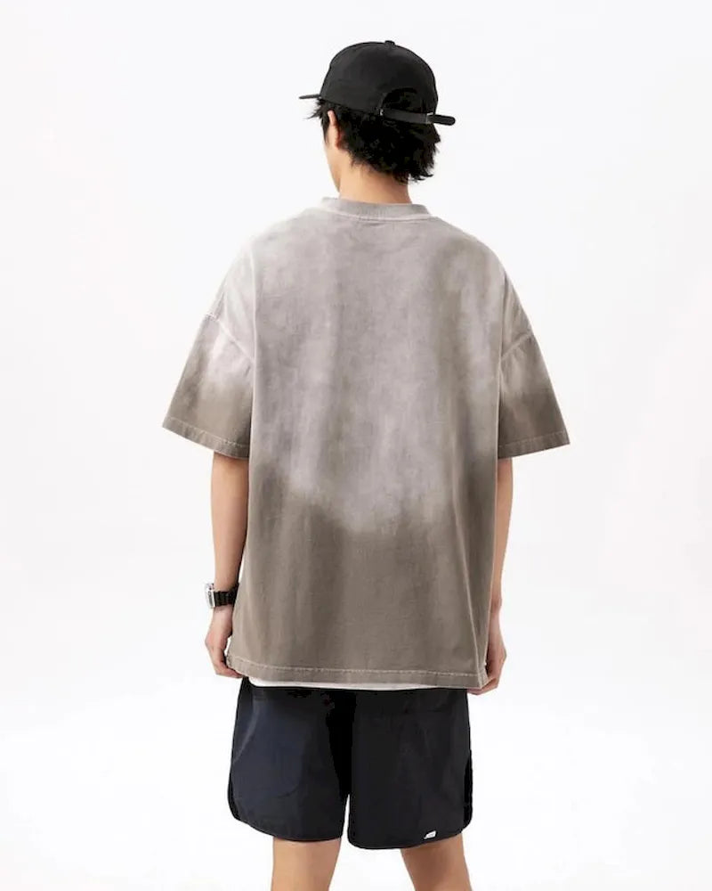 BLACKARMADA Unisex Oversized Gradient T-Shirt – 300G Heavy Cotton, Retro Streetwear Design