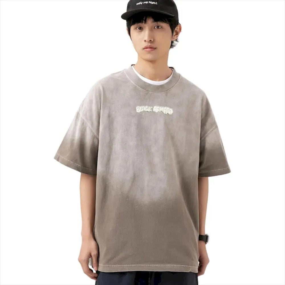 BLACKARMADA Unisex Oversized Gradient T-Shirt – 300G Heavy Cotton, Retro Streetwear Design