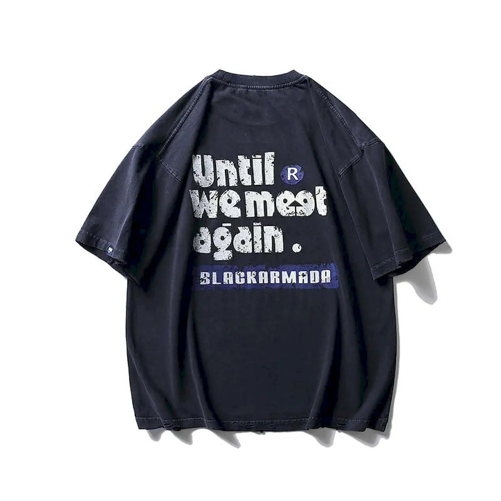 BLACKARMADA Unisex Vintage Graphic Oversized Tee - 100% Cotton Retro Streetwear for Everyday Wear