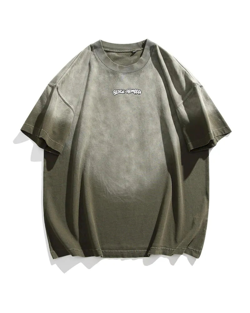 BLACKARMADA Unisex Oversized Gradient T-Shirt – 300G Heavy Cotton, Retro Streetwear Design