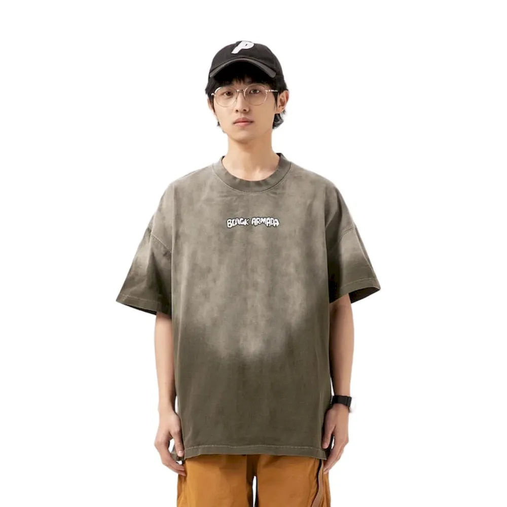 BLACKARMADA Unisex Oversized Gradient T-Shirt – 300G Heavy Cotton, Retro Streetwear Design