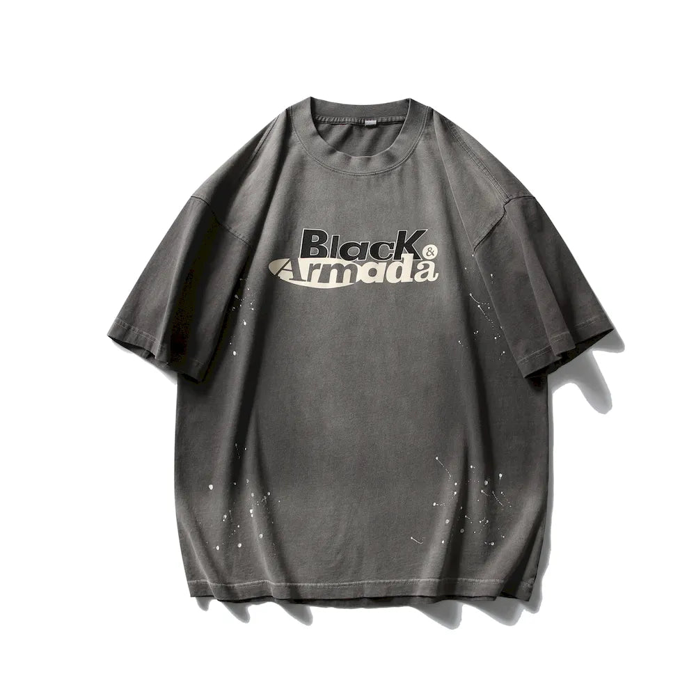BLACKARMADA Unisex Oversized Cotton Tee - Retro Streetwear Design for Everyday Wear