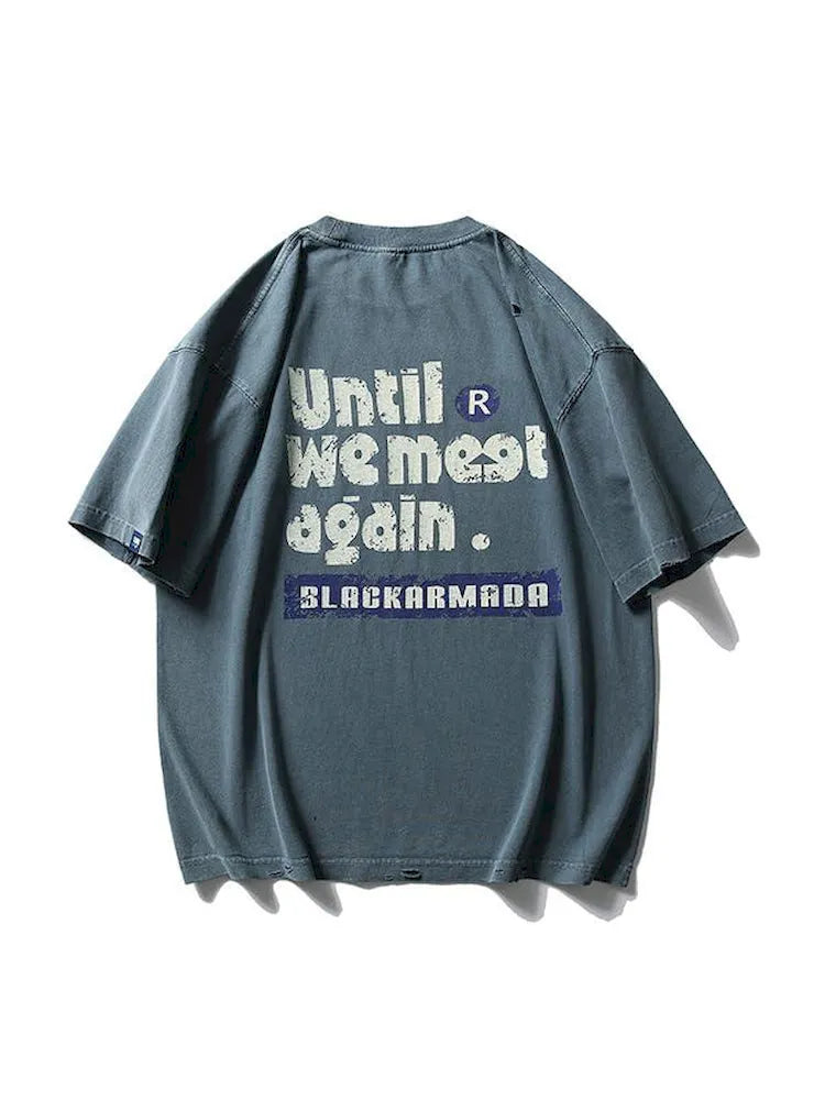BLACKARMADA Unisex Vintage Graphic Oversized Tee - 100% Cotton Retro Streetwear for Everyday Wear